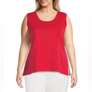 NWT Ming Wang Plus Size 2X Knit Scoop Neck Sleeveless Side Slits Tank Top $160
